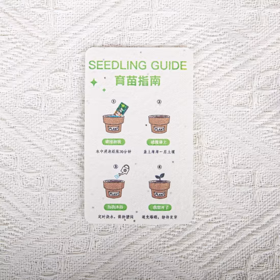 Papel de semente plantável ecológico de formato especial personalizado, etiquetas de sementes de acessórios de casamento, cartões de sementes de negócios, cartões de agradecimento
